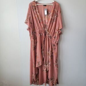 City Chic Womens Natasha Print Jacket sz XXL Lightweight sheer Elasticated waist